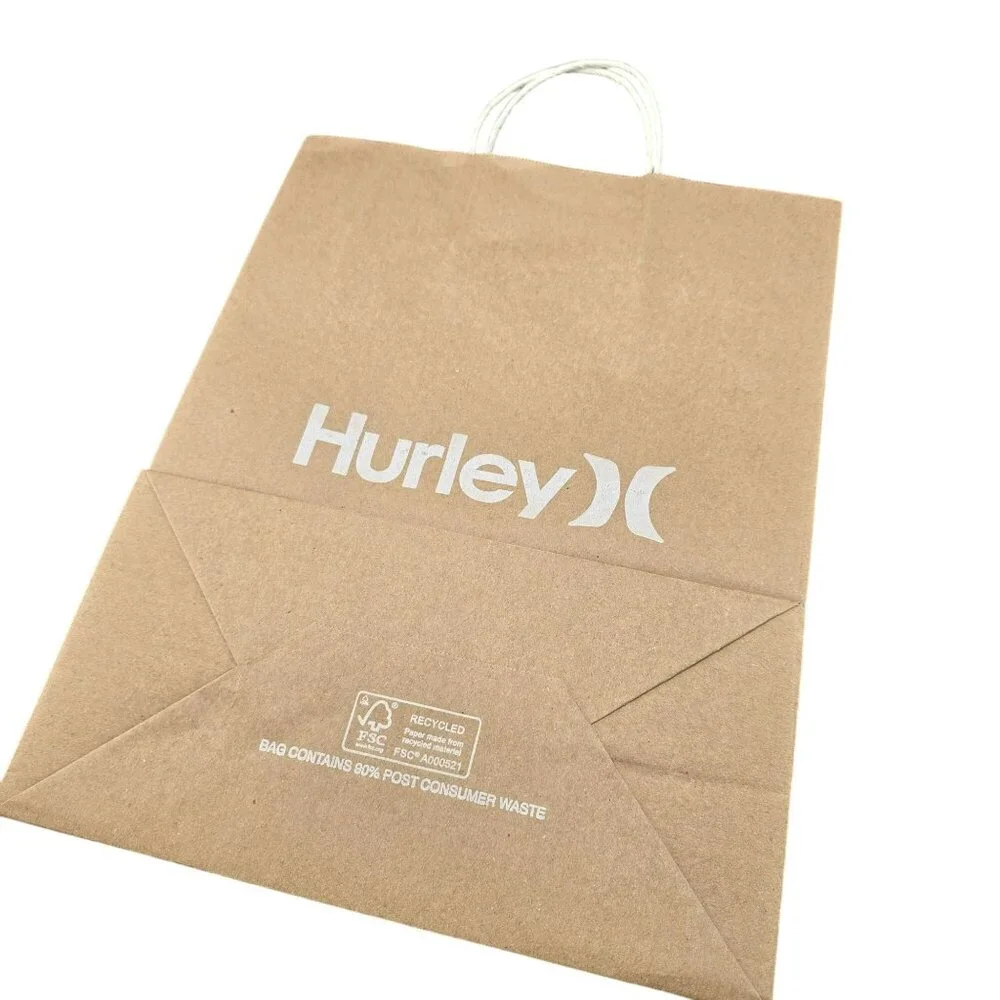 Hurley Eco-Friendly Recycled Brown Paper Shopping Bag With Handles VR1032